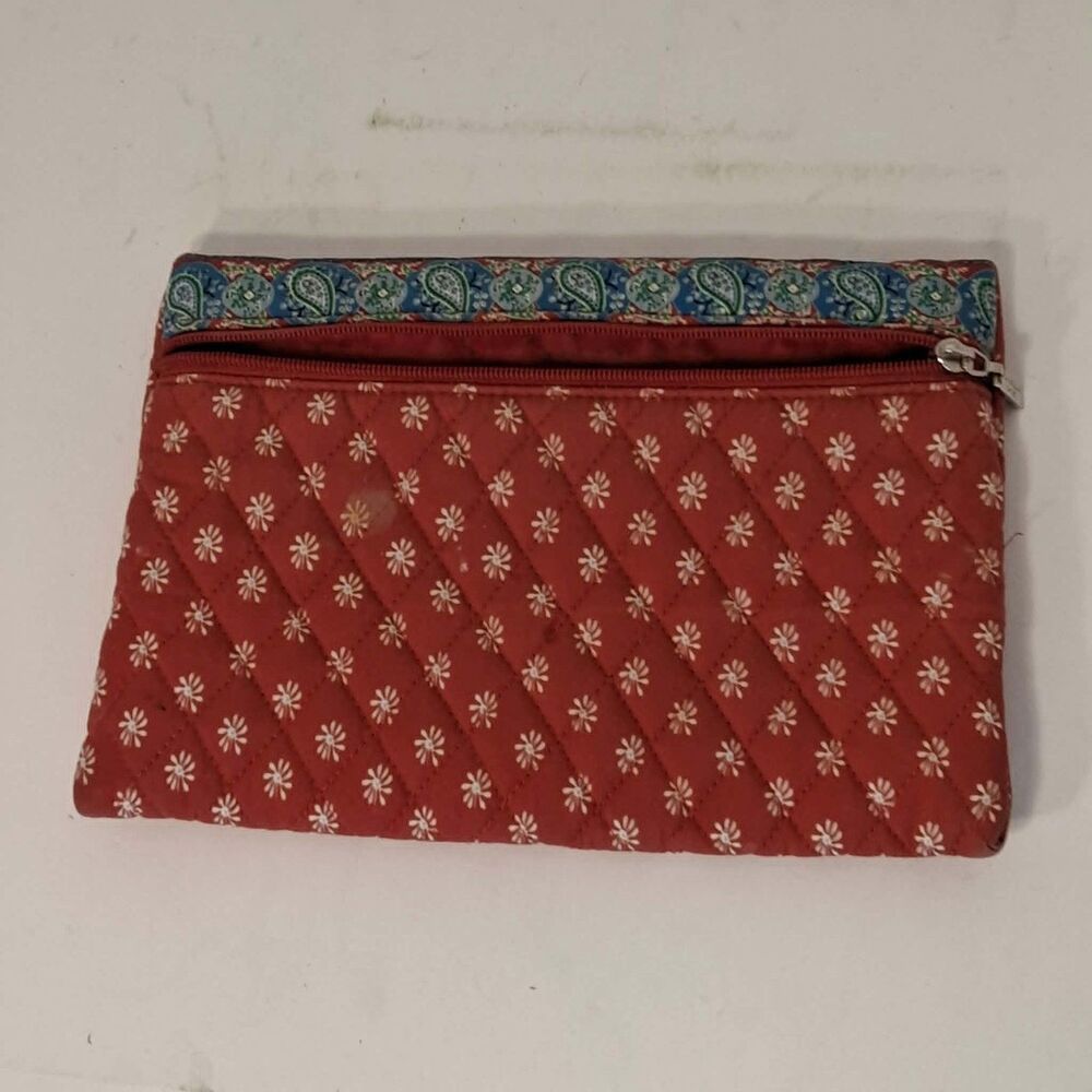 Vintage Americana by Sharif Quilted Cosmetic Bag Red Snowflake Paisley Pouch